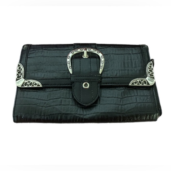 Black Croc Embossed Clutch Wallet - Picture 2 of 5